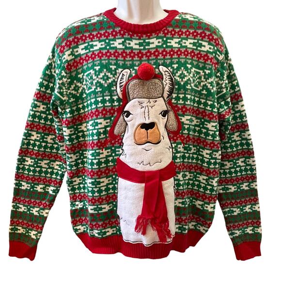 Blizzard Bay No Drama Winter Holiday Llama Ugly Christmas Sweater Size Large - Picture 1 of 5